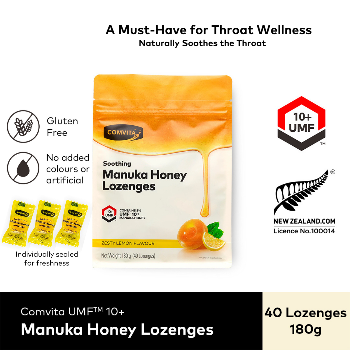 Manuka Honey Lozenges-Lemon & Honey 40s