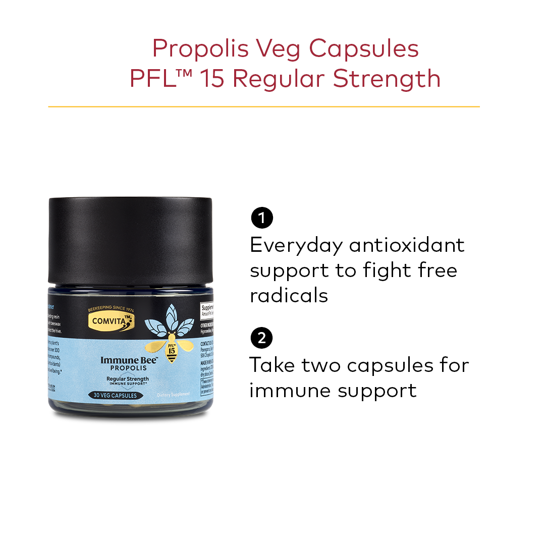 Comvita Immune Bee™ Propolis Regular Strength PFL15, 30 Veg Capsules